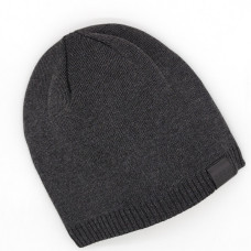 Мъжка зимна шапка в тъмно сиво изчистен модел