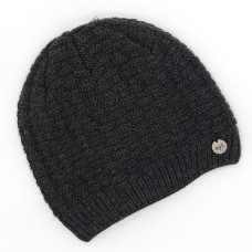 Мъжка зимна шапка в тъмносив цвят – плътна и мека плетка