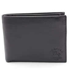 Мъжки портфейл от естествена кожа черен Will Polo с 8 отделения и хоризонтално разположение