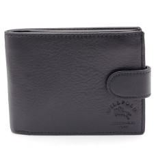 Мъжки портфейл от естествена кожа черен Will Polo с 9 отделения за карти 