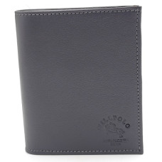 Мъжки портфейл от естествена кожа сив Will Polo вертикален с 12 отделения