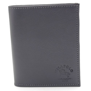 Мъжки портфейл от естествена кожа сив Will Polo вертикален с 12 отделения