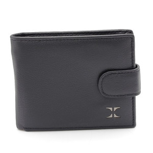 Малък мъжки портфейл от естествена кожа в черен цвят с капса