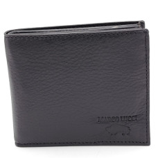 Марков мъжки портфейл от естествена кожа черен Marco Lucci с 11 отделения