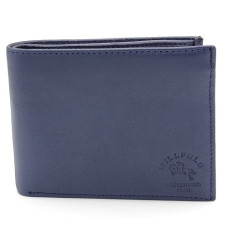 Марков мъжки портфейл от естествена кожа в син цвят Will Polo с много отделения 