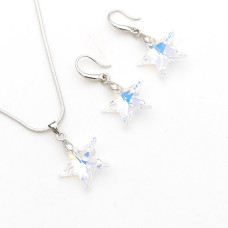 Комплект Сваровски звезда 20 мм - синджир и обеци от медицинска стомана