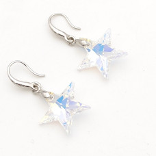 Обеци Сваровски звезда 20 мм AB – висящи на кука от медицинска стомана