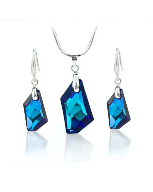 Комплект бижута Сваровски Bermuda Blue – колие и обеци De Art Crystal в син цвят Комплект бижута Сваровски Bermuda Blue – колие и обеци De Art Crystal в син цвят