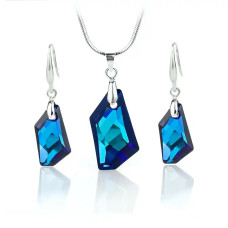 Комплект бижута Сваровски Bermuda Blue – колие и обеци De Art Crystal в син цвят Комплект бижута Сваровски Bermuda Blue – колие и обеци De Art Crystal в син цвят