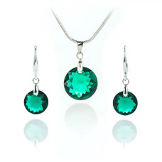 Комплект бижута Сваровски Emerald – колие и обеци със зелени кристали Комплект бижута Сваровски Emerald – колие и обеци със зелени кристали