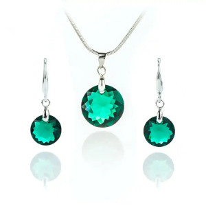 Комплект бижута Сваровски Emerald – колие и обеци със зелени кристали Комплект бижута Сваровски Emerald – колие и обеци със зелени кристали