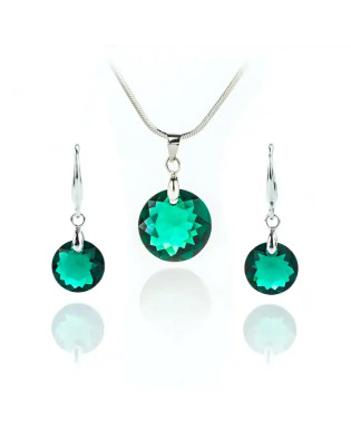 Комплект бижута Сваровски Emerald – колие и обеци със зелени кристали Комплект бижута Сваровски Emerald – колие и обеци със зелени кристали