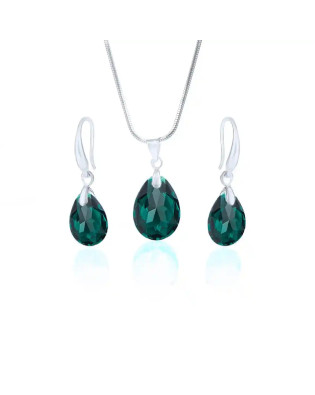 Комплект бижута Emerald Shimmer – колие и обеци със зелени камъни Комплект бижута Emerald Shimmer – колие и обеци със зелени камъни