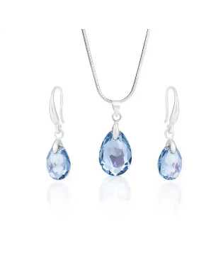Комплект бижута Pear Shape с кристали Swarovski Aquamarine Shimmer – колие и висящи обеци Комплект бижута Pear Shape с кристали Swarovski Aquamarine Shimmer – колие и висящи обеци