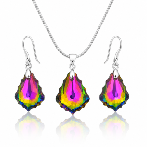 Комплект бижута сваровски колие и обеци Baroque Vitral Medium