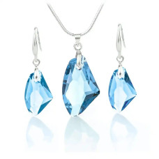 Комплект бижута Сваровски Galaktik Aquamarine – колие и обеци със сини кристали Комплект бижута Сваровски Galaktik Aquamarine – колие и обеци със сини кристали