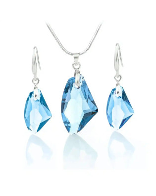 Комплект бижута Сваровски Galaktik Aquamarine – колие и обеци със сини кристали Комплект бижута Сваровски Galaktik Aquamarine – колие и обеци със сини кристали