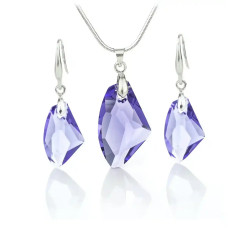 Комплект бижута Сваровски Galaktik Tanzanite – колие и обеци с лилави кристали Комплект бижута Сваровски Galaktik Tanzanite – колие и обеци с лилави кристали