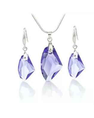 Комплект бижута Сваровски Galaktik Tanzanite – колие и обеци с лилави кристали