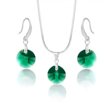 Комплект бижута Сваровски Emerald – колие и обеци със зелени кристали Комплект бижута Сваровски Emerald – колие и обеци със зелени кристали
