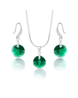 Комплект бижута Сваровски Emerald – колие и обеци със зелени кристали Комплект бижута Сваровски Emerald – колие и обеци със зелени кристали