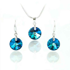 Комплект бижута Swarovski Bermuda Blue – колие и обеци с кръгли кристали Комплект бижута Swarovski Bermuda Blue – колие и обеци с кръгли кристали