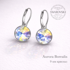 Обеци SWAROVSKI на панта RIVOLI 9 мм AB