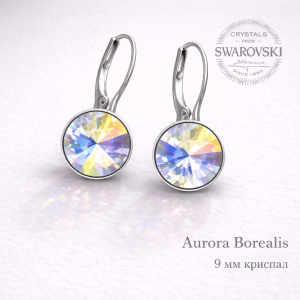 Обеци SWAROVSKI на панта RIVOLI 9 мм AB