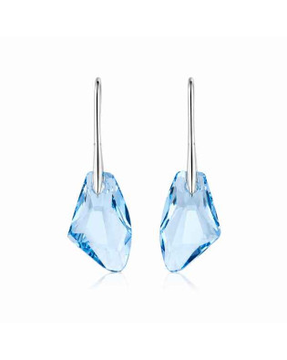 Обеци Сваровски Aquamarine – висящи обеци със син кристал и медицинска стомана
