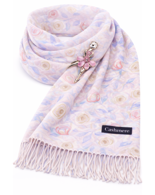 Подаръчен комплект за жена шал и брошка балерина в розово