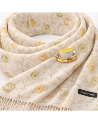 Елегантен шал и брошка чаша за кафе-Дамски комплект