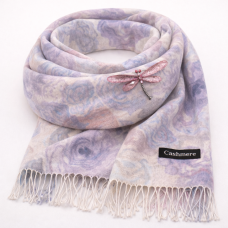 Луксозен комплект шал и брошка водно конче в лилаво Луксозен комплект шал и брошка водно конче в лилаво