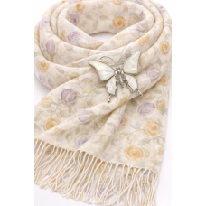 Дамски комплект шал и брошка пеперуда от седеф Дамски комплект шал и брошка пеперуда от седеф