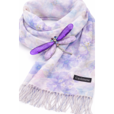 Дамски комплект шал в лилаво и брошка водно конче Дамски комплект шал в лилаво и брошка водно конче