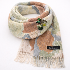 Кашмирен дамски шал и брошка с камъни-Подаръчен комплект за жена Кашмирен дамски шал и брошка с камъни-Подаръчен комплект за жена