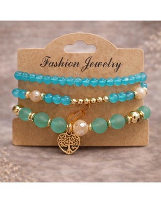 Ежедневна дамска гривна с тюркоазени мъниста и висулка дървото на живота Ежедневна дамска гривна с тюркоазени мъниста и висулка дървото на живота