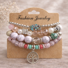 Дамска гривна с цветни мъниста и дърво на живота