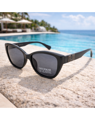 Дамски слънчеви очила котешко око Elegance – големи черни поляризирани очила с UV защита