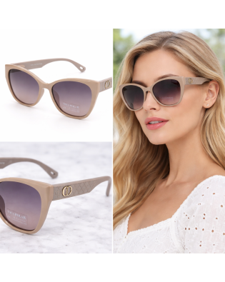 Дамски слънчеви очила котешко око  бежови с поляризация