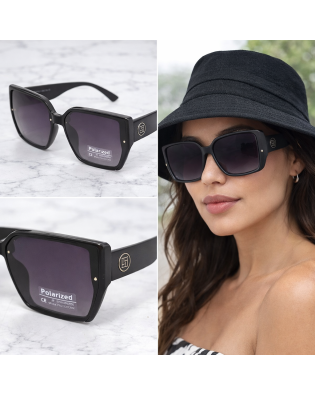 Дамски слънчеви очила квадратни – черни поляризирани очила с UV защита