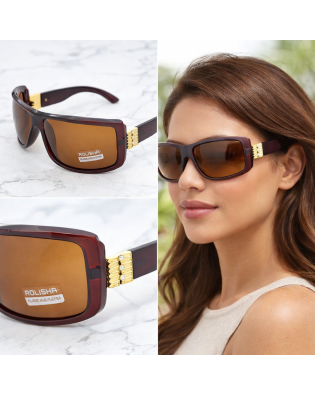 Дамски слънчеви очила тип маска – кафяви поляризирани очила с UV защита