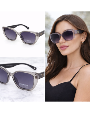 Дамски слънчеви очила котешко око Crystal – големи сиви поляризирани очила с UV защита