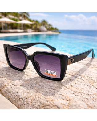 Дамски слънчеви очила квадратни Bella – черни поляризирани очила с UV защита