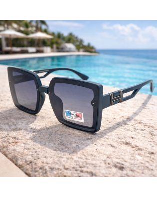 Дамски слънчеви очила квадратни – големи черни поляризирани очила с UV защита