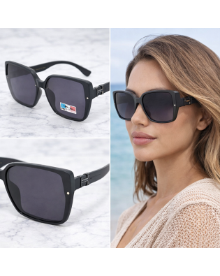 Дамски слънчеви очила геометрични – черни поляризирани очила с UV защита