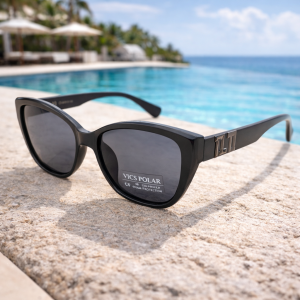 Дамски слънчеви очила котешко око Elegance – големи черни поляризирани очила с UV защита