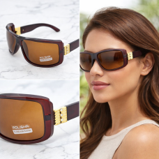 Дамски слънчеви очила тип маска – кафяви поляризирани очила с UV защита