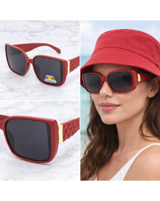 Дамски слънчеви очила квадратни – червени поляризирани очила с UV защита