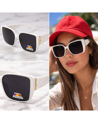 Дамски слънчеви очила квадратни – бели поляризирани очила с UV защита