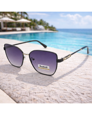 Дамски слънчеви очила геометрични Gold Line – черни метални очила с UV защита